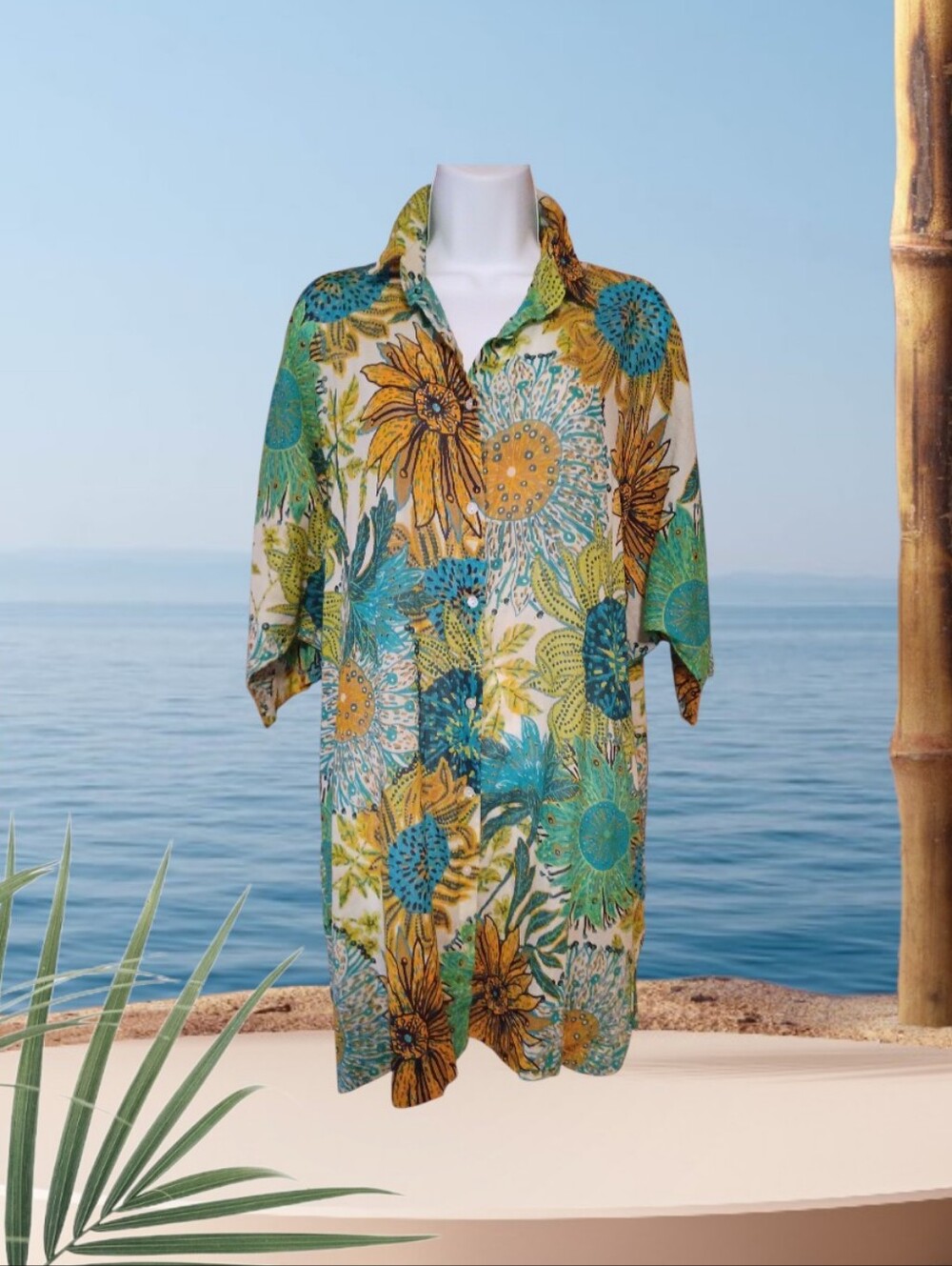 Swimsuit Coverup Cotton Shirt Dress